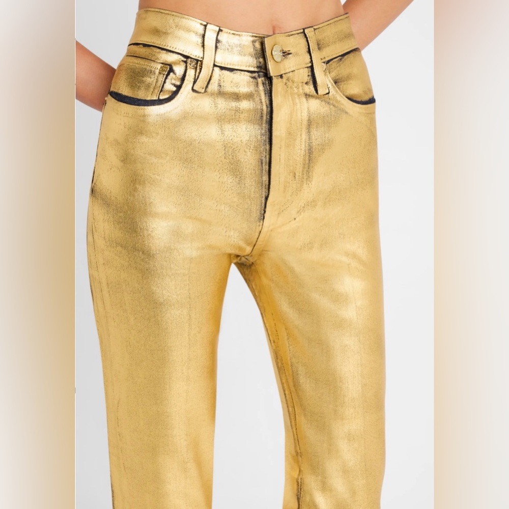 • FRAME • Le Crop Mini Boot Jeans • Color: GOLD CHROME • NEW NWT - Picture 6 of 14